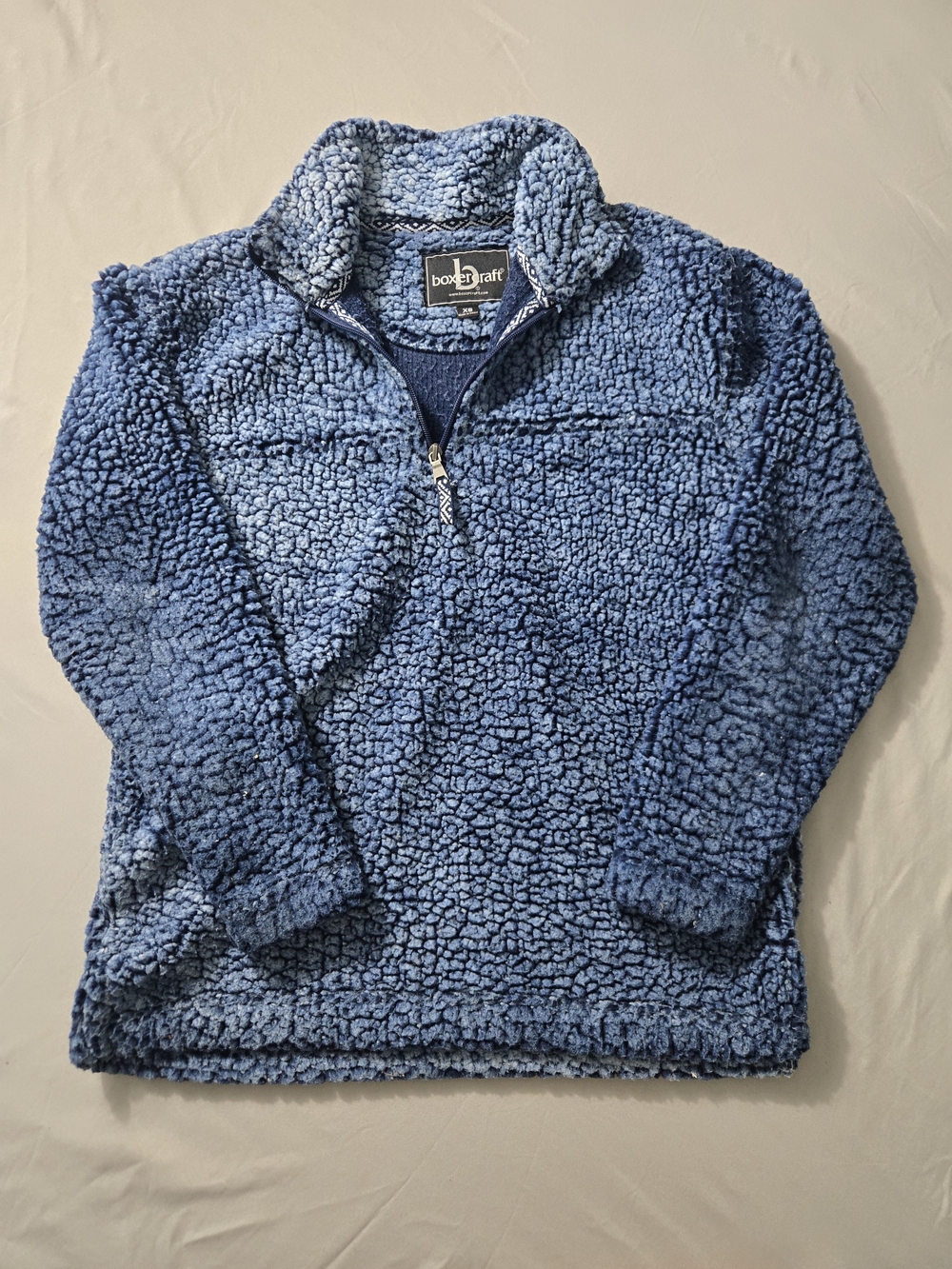 boxercraft Sherpa Quarter-Zip Pullover Blue Fleece Size XS